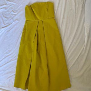 Tibi Asymmetric Drape Strapless Dress, Mustard Seed, 0